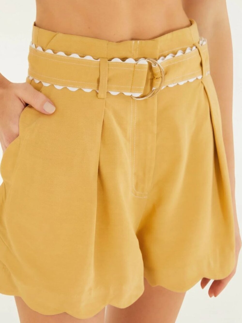 BNWT Farm Rio Khaki high waisted belted shorts